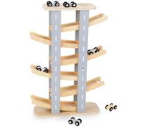 Mamabrum Pista in Legno a 6 Piani con Scivolo per Macchinine - Include 6 Piccole Macchinine Colorate - Pista da Corsa per Bambini dai 18 Mesi