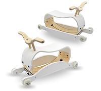 Mamabrum Sedia a Dondolo per Bambini in Legno 2in1 - Leggera (3,5 kg), Sedile Profilato, Design Semplice, Ruote in Gomma Silenziose, Ripiano Centrale per Giocattoli