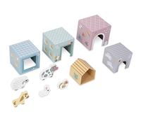 Mamabrum - Selezionatore di forme Fattoria degli Animali con 5 Scatole in Legno per Bambini dai 12 Mesi, Casette per Animali e Torre Didattica per Apprendimento del Conteggio