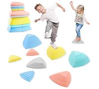 Mamabrum Set Di Pietre Da Equilibrio 9 Pezzi - Colori Pastello, Antiscivolo, Plastica Robusta, Sviluppa Motricità Ed Equilibrio, Per Bambini 3+, Fino A 100 kg, Facile Da Pulire