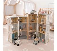 Mamabrum Set Grande Stazione dei Pompieri e della Polizia in Legno XXL per Bambini, Giocattolo Educativo Montessori 3+