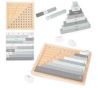Mamabrum Tavola Matematica in Legno con 23 Blocchi Colorati - Gioco Didattico per Conteggio, Addizione, Sottrazione, Moltiplicazione e Divisione