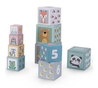 mamabrum Torre Impilabile per Bambini - Set da 10 Cubi di Cartone con Numeri e Animali, Giocattoli Educativi per l'Impiego Creativo