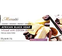 Mamado African Black Soap Infused With Cocoa Butter 200G per igiene quotidiana, formato pratico