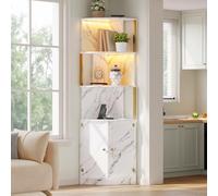 MAMAINI Armadio ad angolo, armadietto portaoggetti, credenza con 2 ante per cucina, sala da pranzo e soggiorno, 38 × 38 × 180 cm, bianco