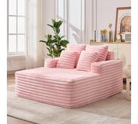 MAMAINI Chaise Longue Oversize in finta pelliccia con portabicchieri, poltrona morbida come una nuvola, nessun assemblaggio, rosa