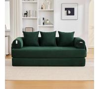 MAMAINI Divano a compressione color smeraldo, con robusto telaio in metallo, tasche laterali e 3 cuscini, paesaggio lounge personalizzabile, moderna combinazione di tessuto metallico, ideale per il