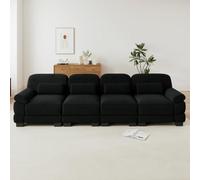 MAMAINI Divano modulare a 4 posti, extra large, comodo e delicato sulla pelle, con comodi cuscini lombari, ideale per il soggiorno, con connettori per una struttura stabile, colore nero