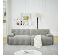 MAMAINI Divano oversize a due posti, braccioli larghi, design moderno con decorazione a bottoni, curvo, adatto per soggiorno e appartamenti, nessun montaggio richiesto, grigio