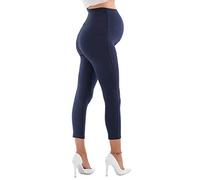 MAMAJEANS Barcelona - Leggings Premaman 3/4 in Fresco Cotone Elasticizzato e Traspirante, Gamba in Stile Capri Primavera Estate - Made in Italy (40 - XS, Blu)