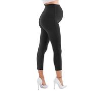 MAMAJEANS Barcelona - Leggings Premaman 3/4 in Fresco Cotone Elasticizzato e Traspirante, Gamba in Stile Capri Primavera Estate - Made in Italy (40 - XS, Nero)