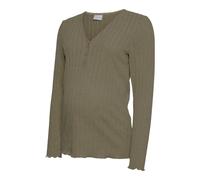 Mamalicious Maternity - Top kaki morbidissimo in maglia a coste per l'allattamento con scollo serafino in coordinato-Verde L