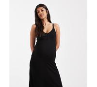 Mamalicious Maternity - Camicia da notte a 2 funzioni per l'allattamento con spalline sottili nera-Nero S