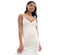 Mamalicious Maternity - Camicia da notte per l'allattamento morbida color crema a coste-Bianco XS