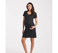 Mamalicious Maternity - Camicia da notte per l'allattamento nera con stampa a cuori rosa-Nero L