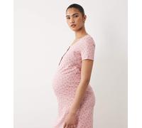 Mamalicious Maternity - Camicia da notte premaman per allattamento rosa con stampa di cuori XS