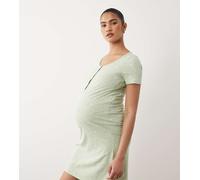 Mamalicious Maternity - Camicia da notte premaman per allattamento verde pallido con stampa di stelle S