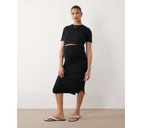 Mamalicious Maternity - Completo in 2 pezzi con T-shirt basic corta e gonna midi in jersey nero XS