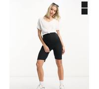 Mamalicious Maternity - Confezione da 2 paia di leggings corti neri-Nero M