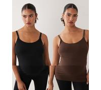 Mamalicious Kerrie Maternity Sleeveless T-shirt Marrone,Nero L Donna