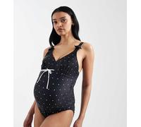 Mamalicious Maternity - Costume da bagno nero a pois con allacciatura frontale e clip per l'allattamento XS