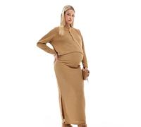 Mamalicious Maternity - Gonna lunga color senape con fascia sopra il pancione in coordinato-Giallo L