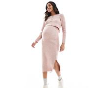 Mamalicious Maternity - Gonna midi rosa in coordinato 2XL