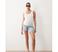 Mamalicious Maternity - Pantaloncini basic taglio lungo con fascia sopra il pancione in denim lavaggio azzurro-Blu XS