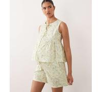 Mamalicious Maternity - Pantaloncini gialli a fiorellini con coulisse in coordinato-Bianco XL