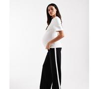 Mamalicious Maternity - Pantaloni a fondo ampio neri con fascia sotto il pancione e riga-Nero XS