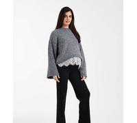 Mamalicious Maternity - Pantaloni a fondo ampio pesanti neri a coste-Nero S
