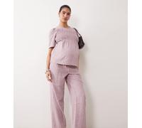 Mamalicious Maternity - Pantaloni a fondo ampio rosa a quadretti in coordinato S
