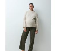 Mamalicious Maternity - Pantaloni dritti in tessuto a coste verde scuro allacciati in vita M