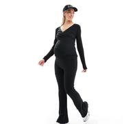 Mamalicious Maternity - Pantaloni neri a zampa con fascia sopra il pancione in jersey in coordinato-Nero S
