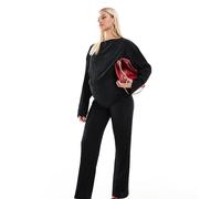 Mamalicious Maternity - Pantaloni plissé a fondo ampio neri in coordinato-Nero 2XL