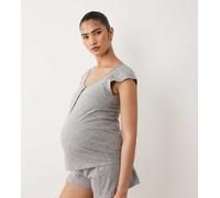 Mamalicious Maternity - Pigiama 2funzioni con top per l'allattamento e pantaloncini grigio chiaro mélange S