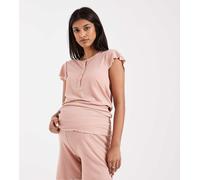 Mamalicious Maternity - Pigiama con top a 2 funzioni per l'allattamento e pantaloncini con bordi smerlati beige-Neutro M