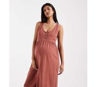 Mamalicious Maternity - Prendisole corto bordeaux con bottoni a 2 funzioni per l'allattamento-Rosso L