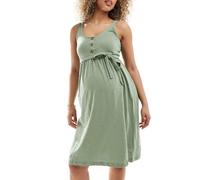 Mamalicious Maternity - Prendisole corto color verde salvia con bottoni a 2 funzioni per l'allattamento S