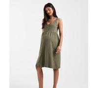 Mamalicious Maternity - Prendisole corto kaki scuro con bottoni a 2 funzioni per l'allattamento-Verde S