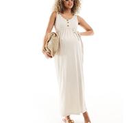 Mamalicious Maternity - Prendisole lungo color crema con bottoni a 2 funzioni per l'allattamento-Neutro XL