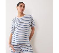 Mamalicious Maternity - T-shirt oversize in jersey testurizzato color crema e blu a righe in coordinato-Bianco S
