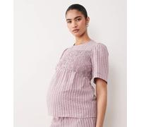 Mamalicious Maternity - Top a maniche corte con bustino arricciato rosa a quadretti in coordinato M