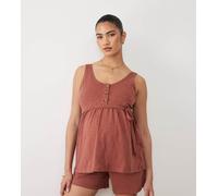 Mamalicious Maternity - Top bordeaux con bottoni a 2 funzioni per l'allattamento in coordinato-Rosso XS