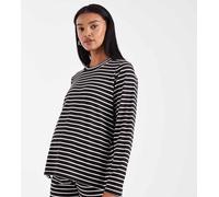Mamalicious Maternity - Top girocollo morbido in jersey nero a righe bianche in coordinato L