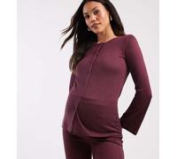 Mamalicious Maternity - Top in morbido jersey color bordeaux con spacco laterale in coordinato-Rosso L
