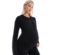 Mamalicious Maternity - Top nero testurizzato con maniche svasate in coordinato XS