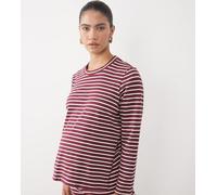 Mamalicious Maternity - Top oversize a maniche lunghe in jersey bordeaux a righe in coordinato-Rosso XS