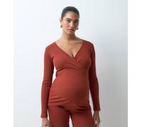 Mamalicious Maternity - Top per l'allattamento a portafoglio in jersey color henna bruciato in coordinato-Arancione XS