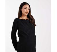 Mamalicious Maternity - Top plissé a maniche lunghe nero in coordinato XS